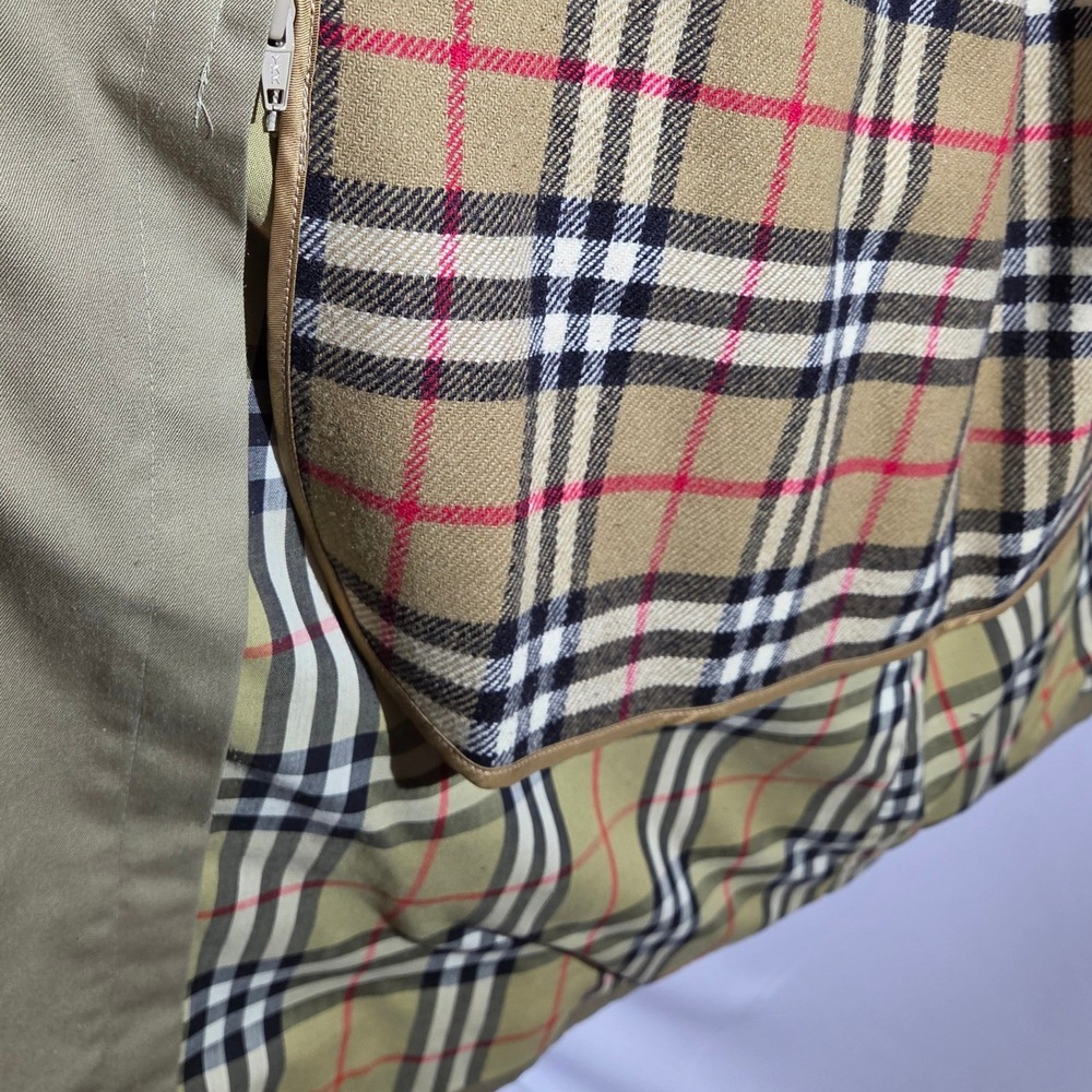 Burberrys Vintage Trench Coat Khaki Nova‎ Check Liner Belted Womens 14 XX-Long - Picture 9 of 16